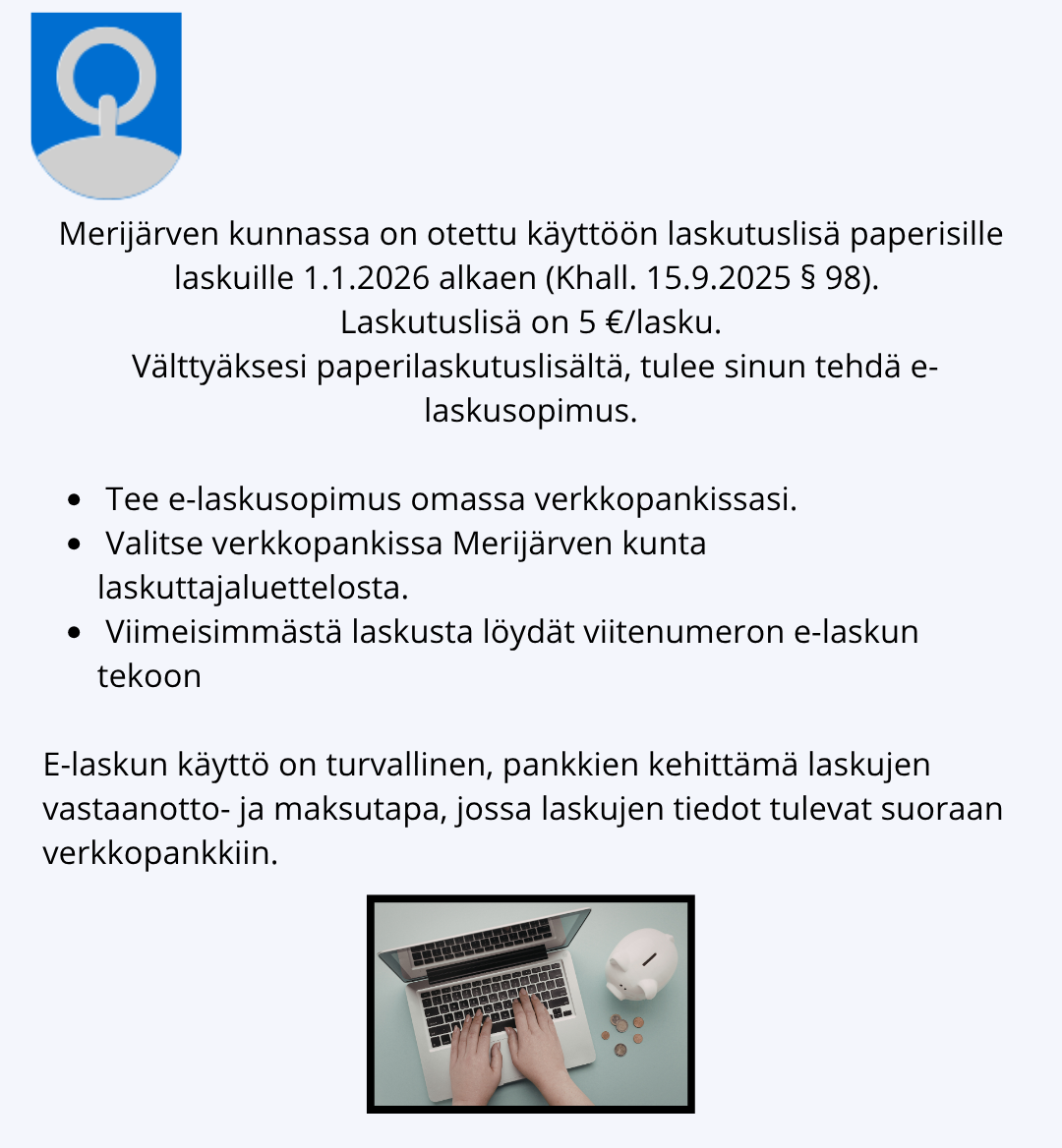 ilmoitus paperilaskutuslisästä Merijärven kunta